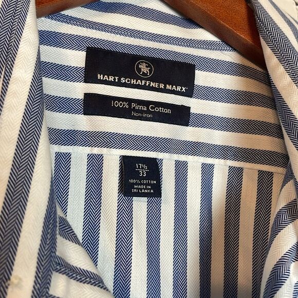 Hart Schaffner Marx Cotton Button Down Shirt Size 17 1/2, 33 - Picture 6 of 7
